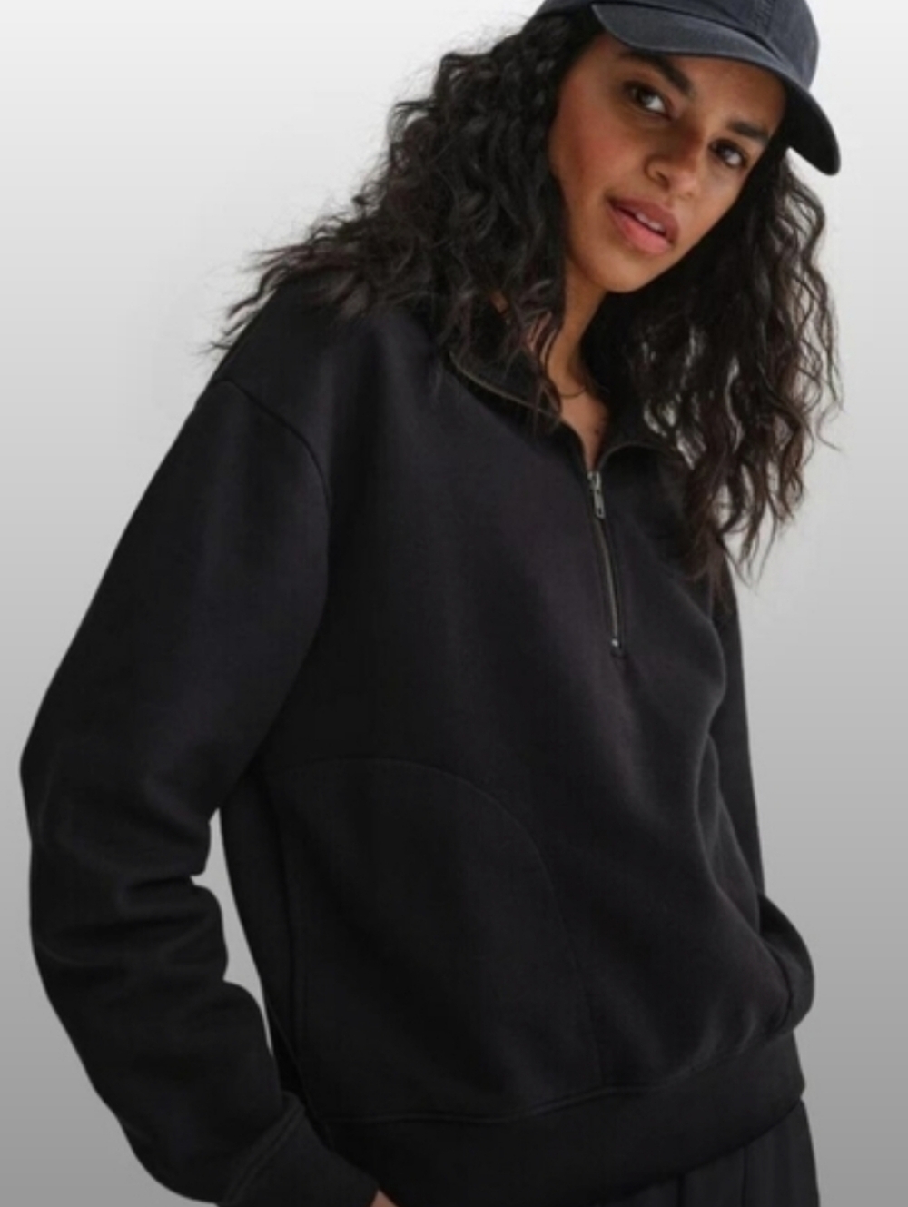 MATE the Label Black Half-Zip Pullover Sweatshirt medium